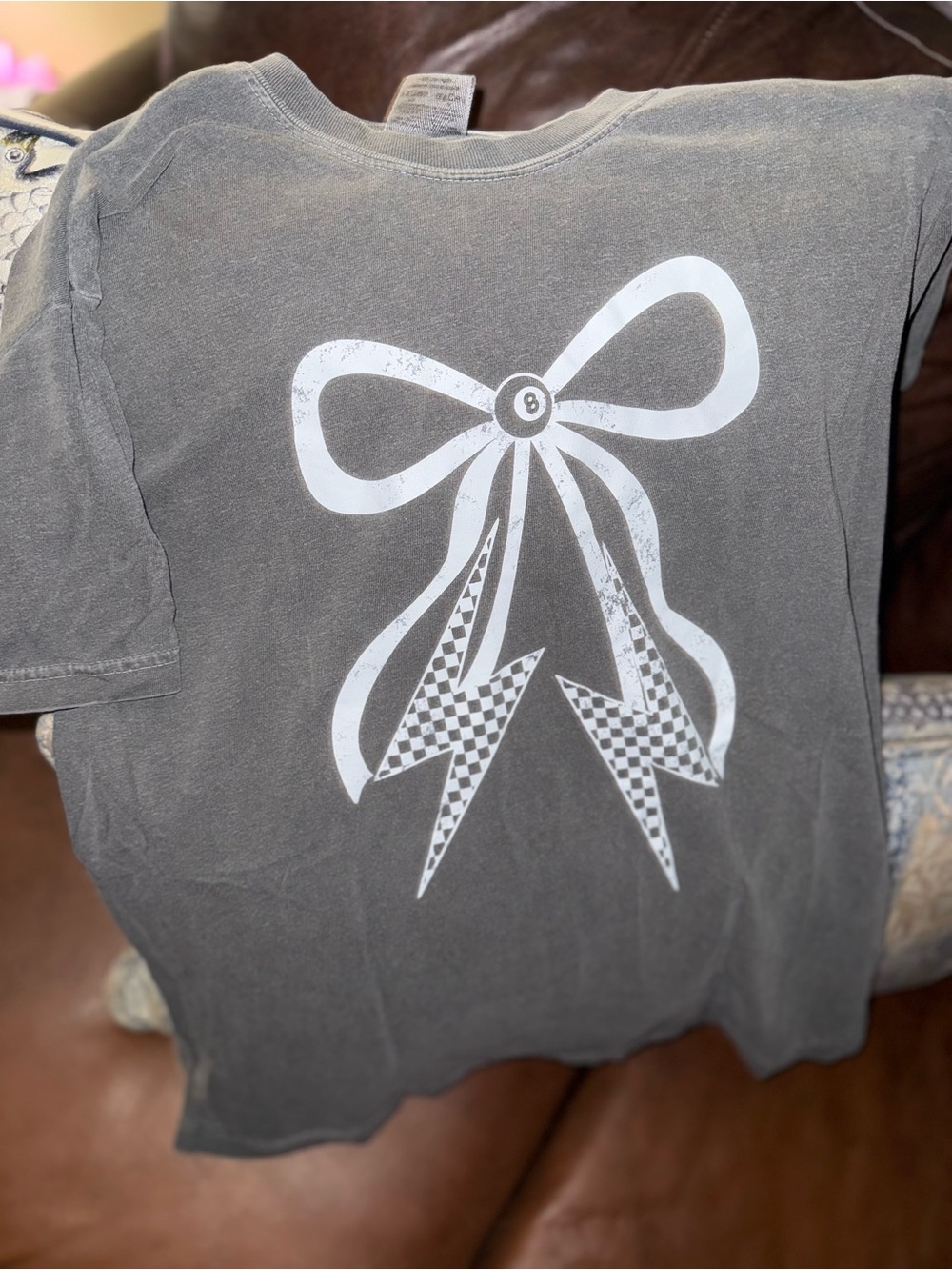 Comfort Colors Gray Tee with White Bow Graphic